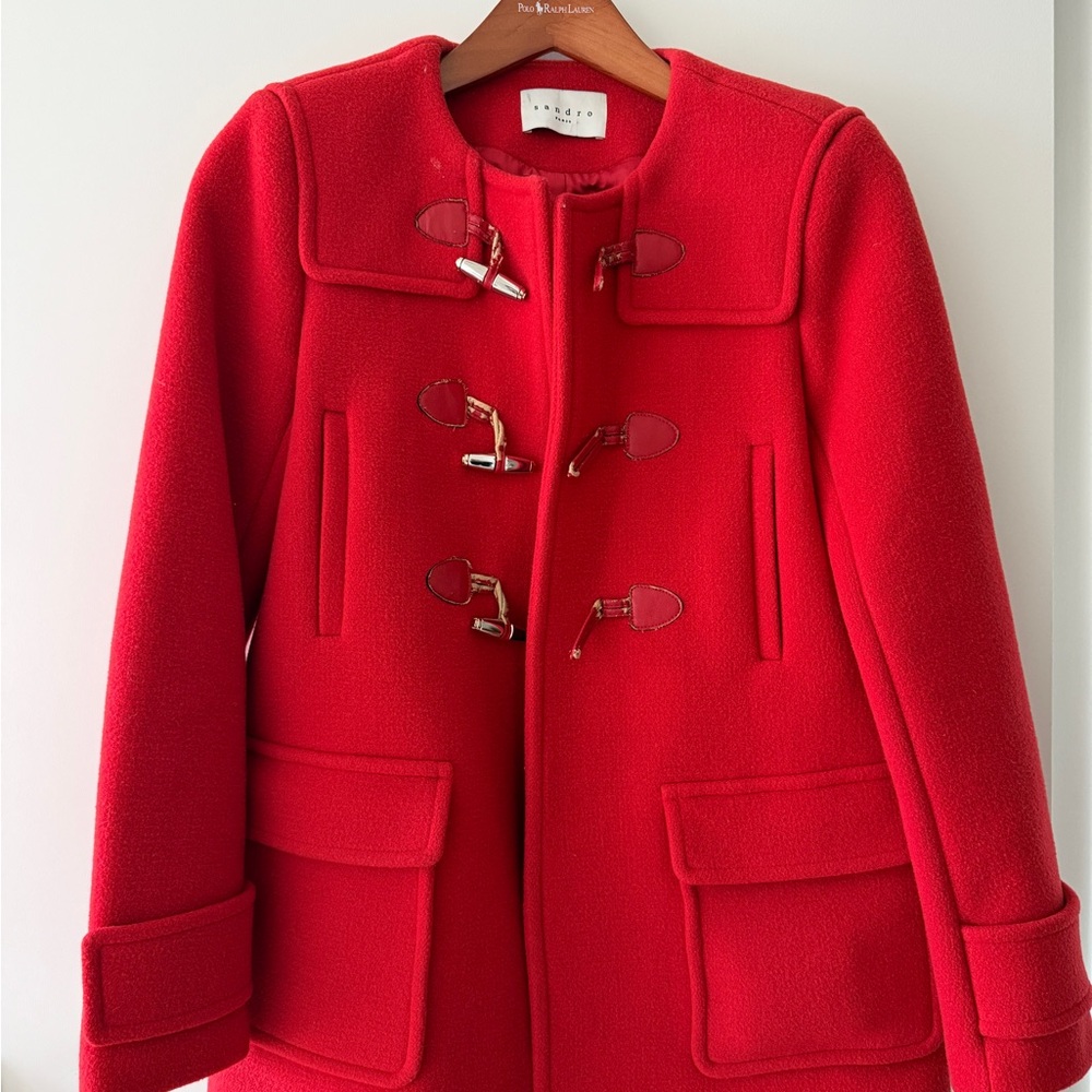 Sandro Red Wool Toggle Peacoat